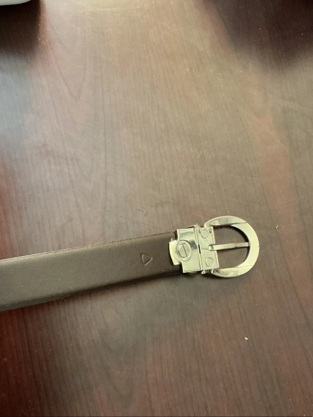 Reversible Black/brown Leather Women's Belt with Polished Silver Buckle